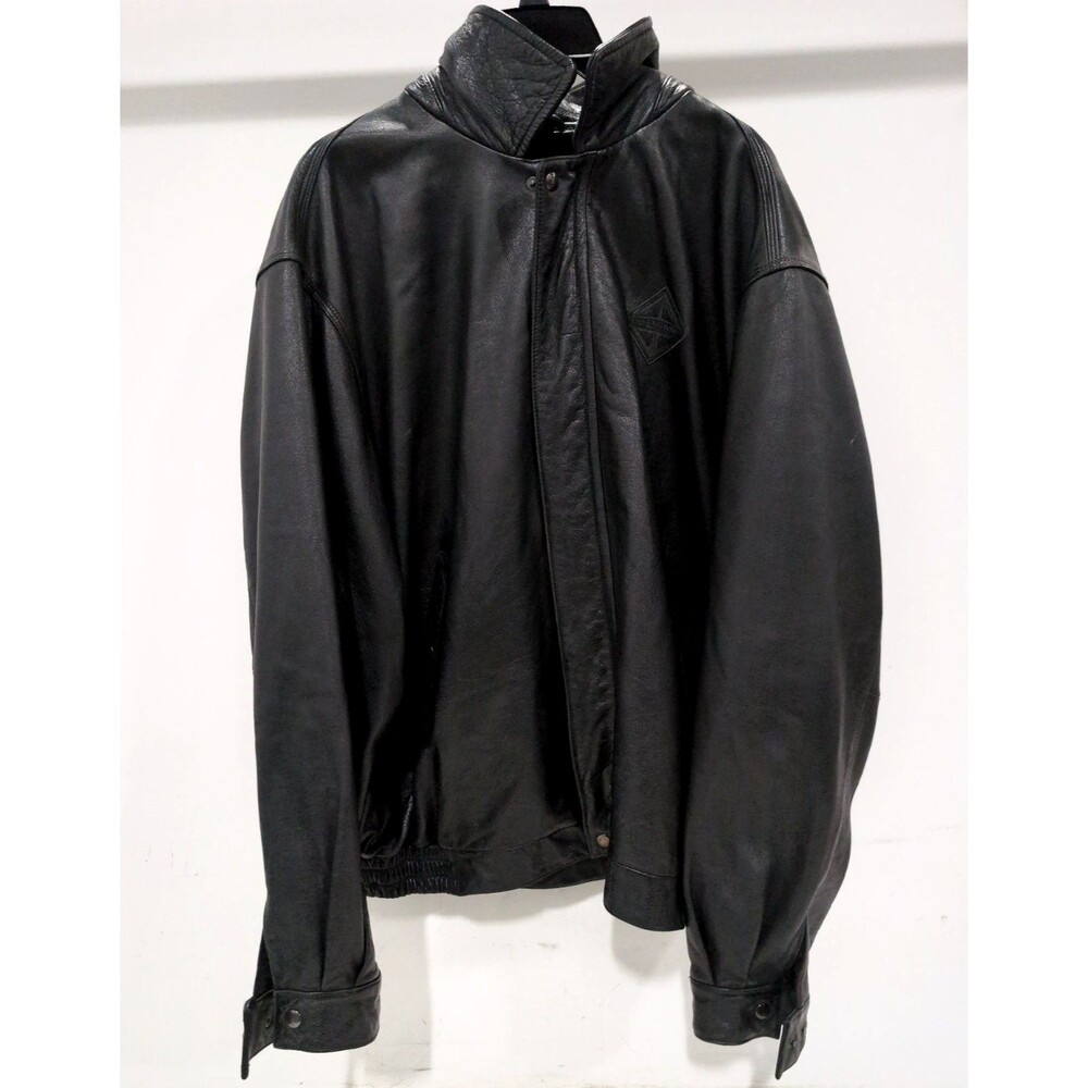 Vintage Swingster International Harvester Black Leather Bomber Jacket (XXL)